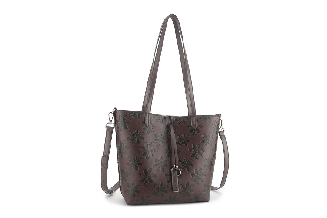 Reversible Tote Nancy Small Tiare Brown Embossed