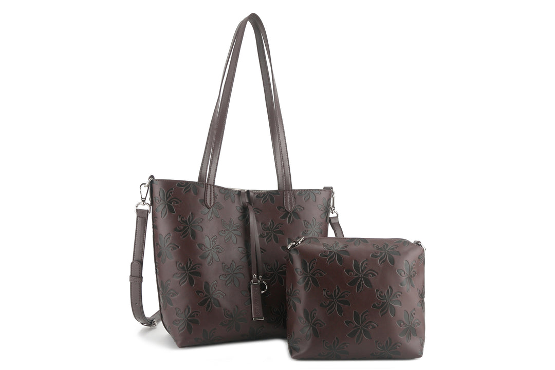 Reversible Tote Nancy Small Tiare Brown Embossed