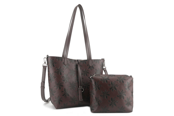 Reversible Tote Nancy Small Tiare Brown Embossed