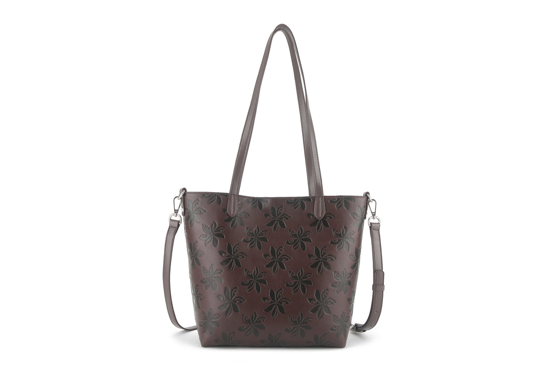 Reversible Tote Nancy Small Tiare Brown Embossed