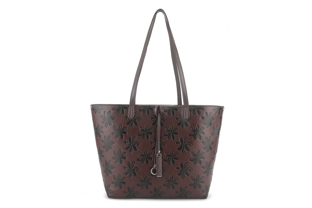 Reversible Tote Nancy Large Tiare Brown Embossed