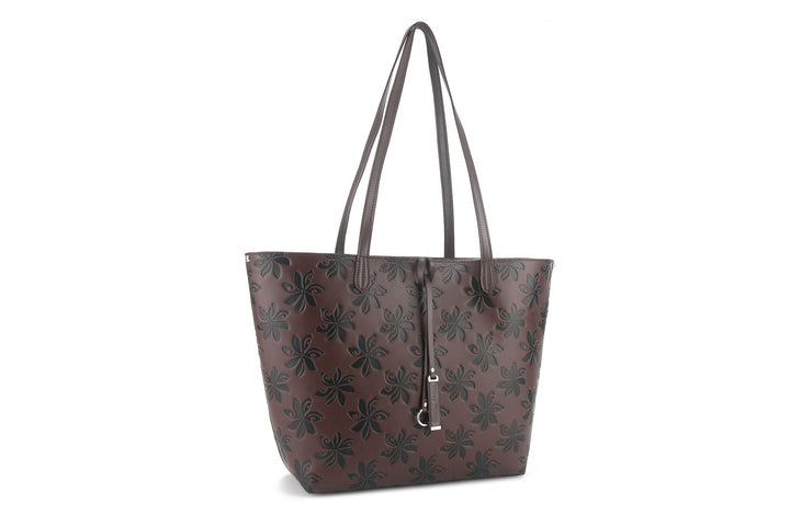Reversible Tote Nancy Large Tiare Brown Embossed
