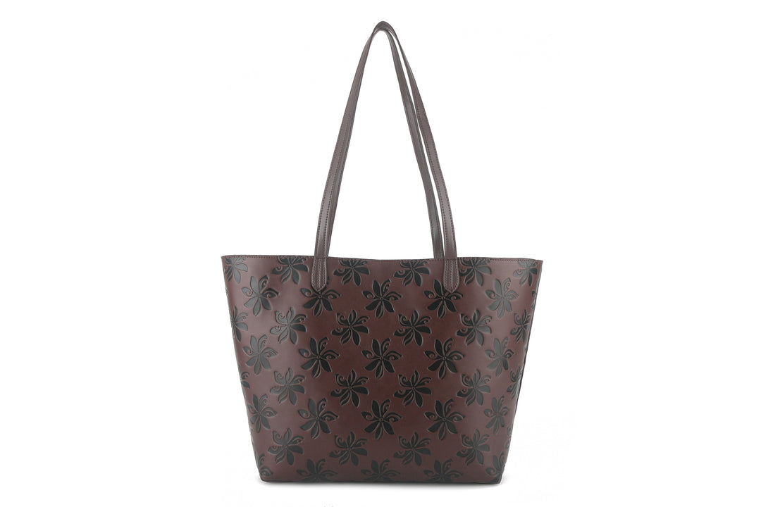 Reversible Tote Nancy Large Tiare Brown Embossed