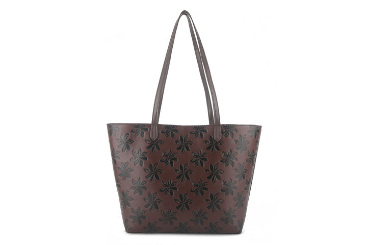 Reversible Tote Nancy Large Tiare Brown Embossed