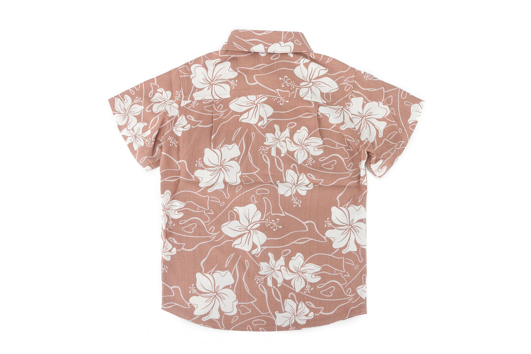 Boys Shirt Ikaika Hibiscus Mocha