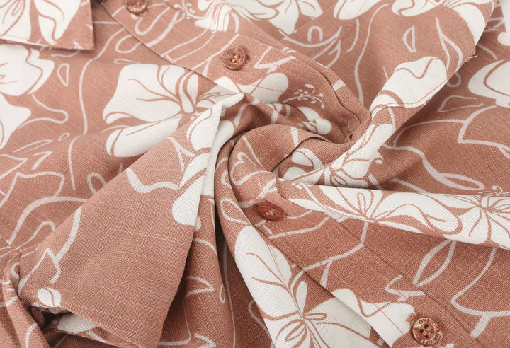 Boys Shirt Ikaika Hibiscus Mocha