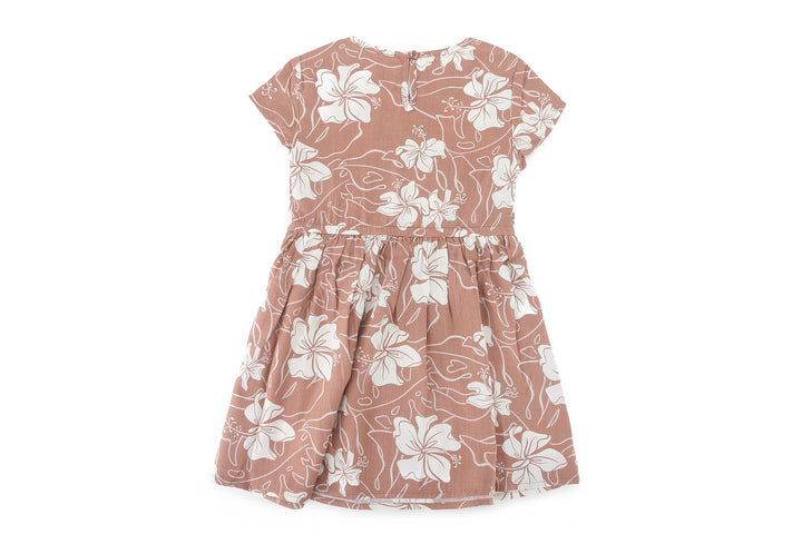 Girls Dress Leilani Hibiscus Mocha