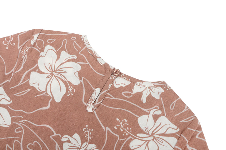 Girls Dress Leilani Hibiscus Mocha