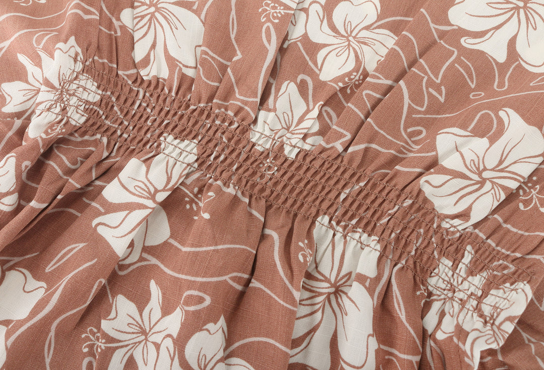 Girls Flow Dress Anela Mini Hibiscus Mocha