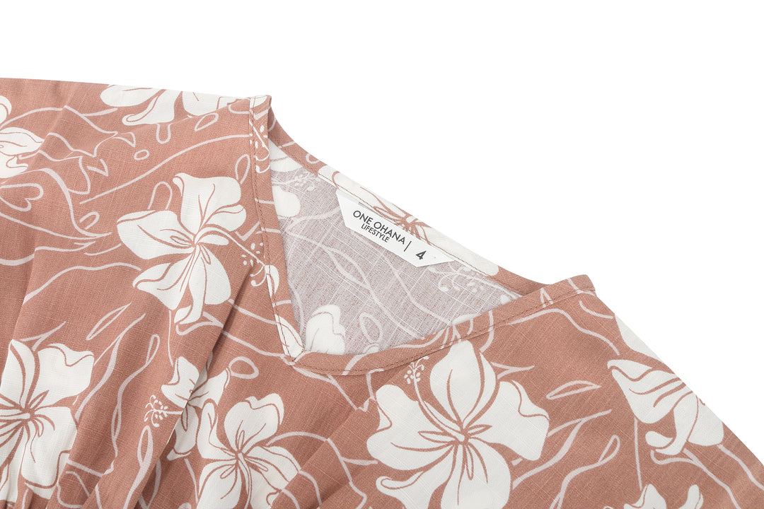 Girls Flow Dress Anela Mini Hibiscus Mocha