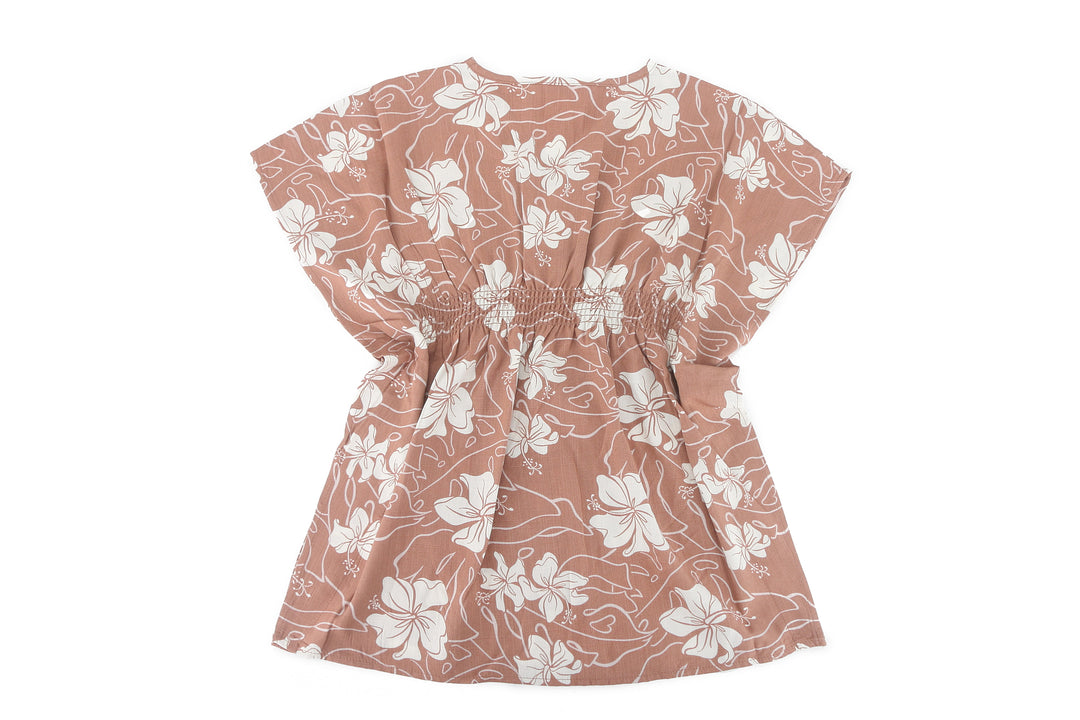Girls Flow Dress Anela Mini Hibiscus Mocha