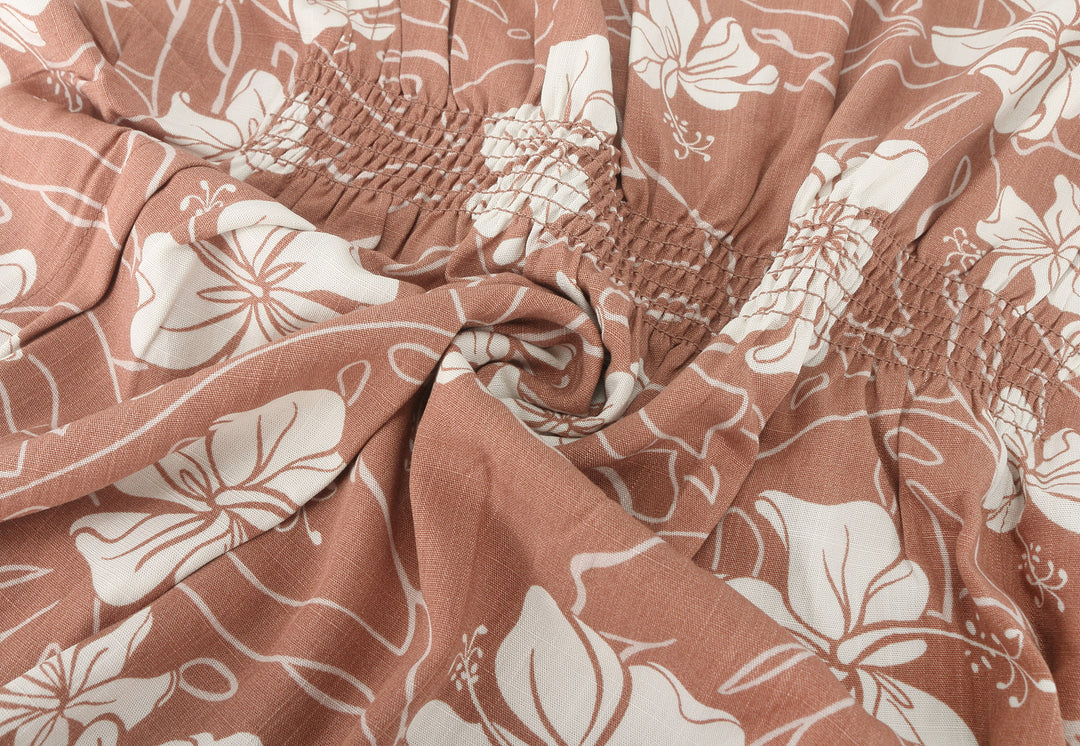 Girls Flow Dress Anela Mini Hibiscus Mocha