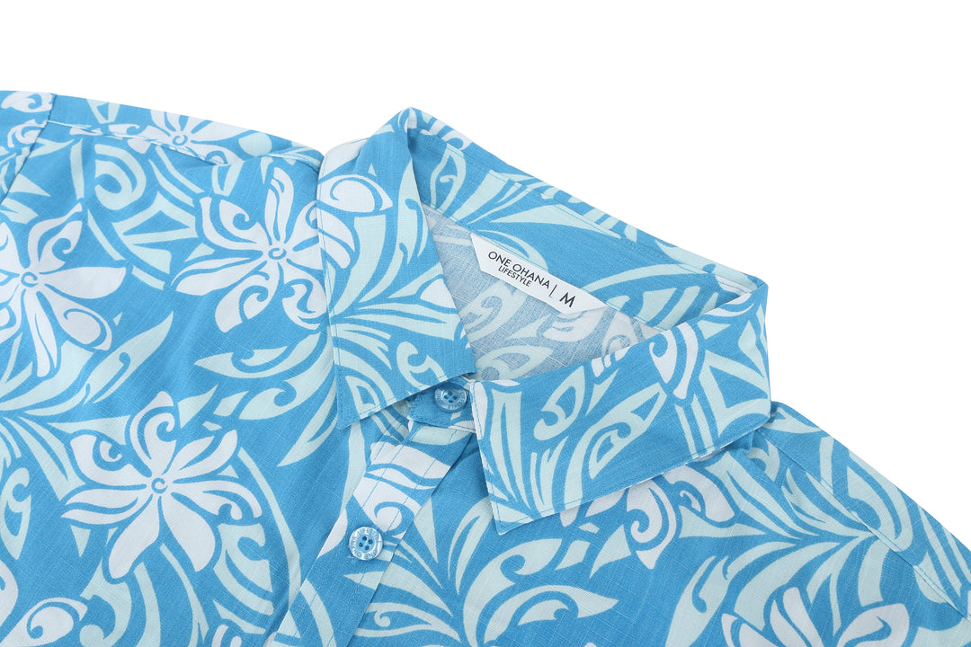 Mens Shirt Keahi Tiare Infinity Blue