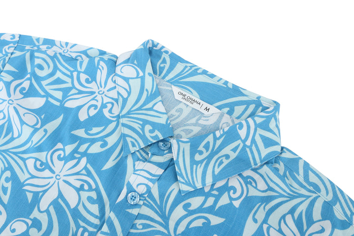 Mens Shirt Keahi Tiare Infinity Blue