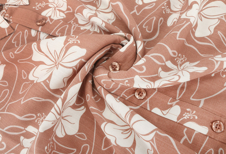 Mens Shirt Keahi Hibiscus Mocha