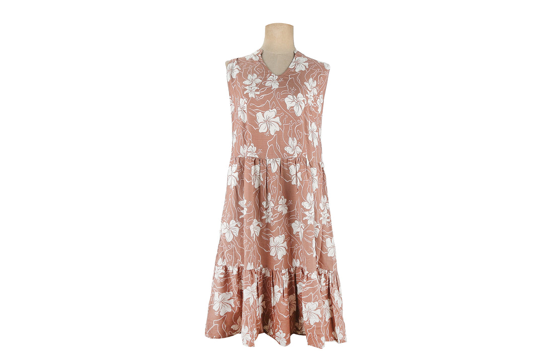 Sleevless Dress Kaipo Hibiscus Mocha