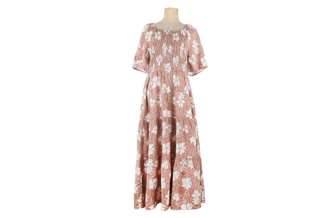 Maxi Dress Noelani Hibiscus Mocha