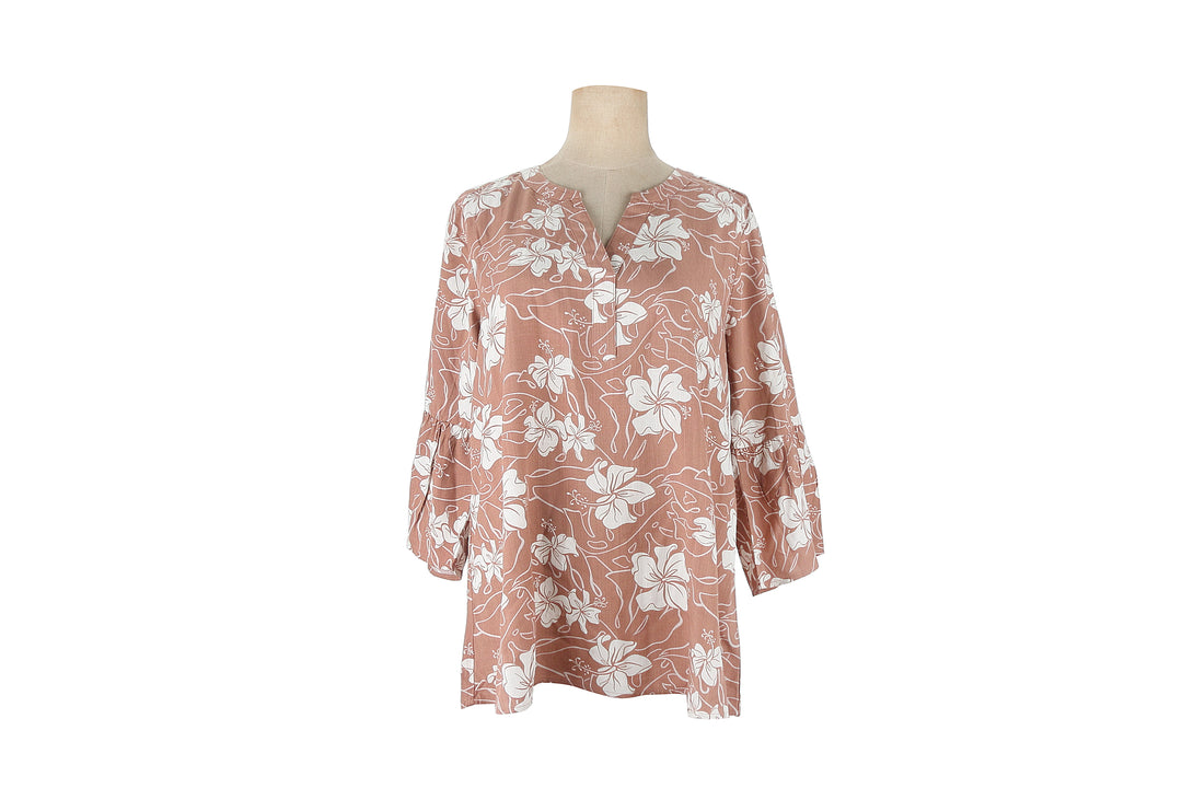 Blouse Napua Hibiscus Mocha