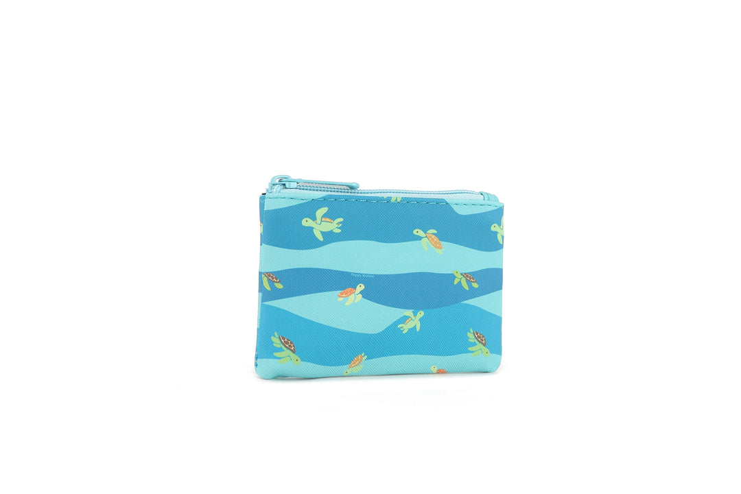 Pouch Zip Small Mini Turtles Blue