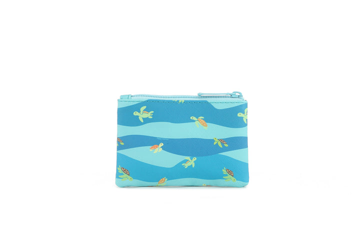 Pouch Zip Small Mini Turtles Blue