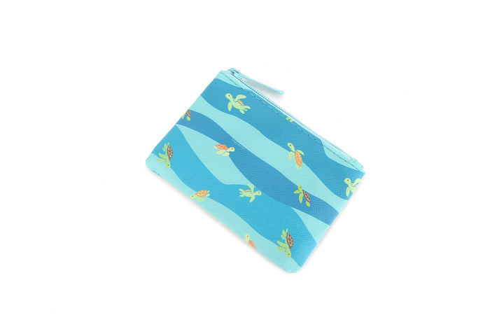 Pouch Zip Small Mini Turtles Blue