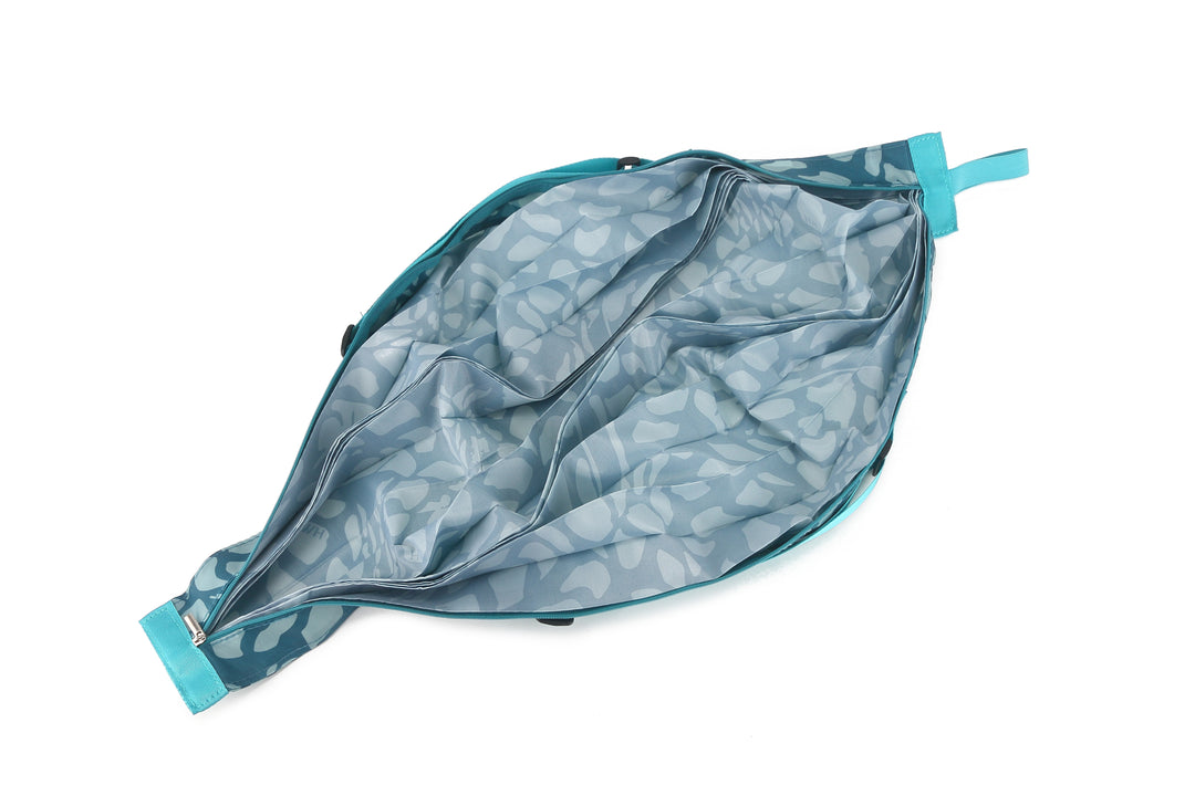 Foldable Bag Jazmine Hebrew Shells Teal