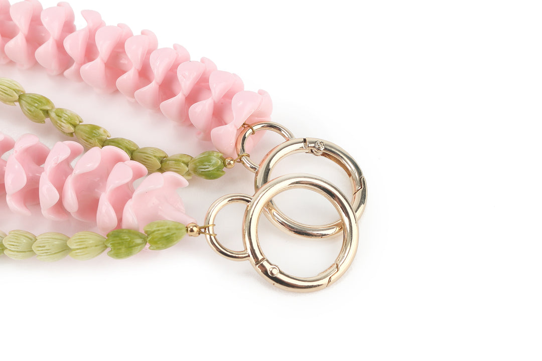 Lei Deco Charm 2 Strand Plumeria Pink Crownflower Green