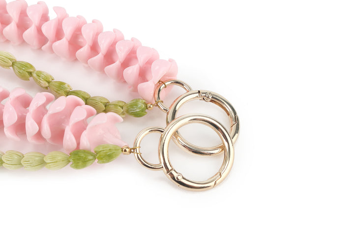 Lei Deco Charm 2 Strand Plumeria Pink Crownflower Green