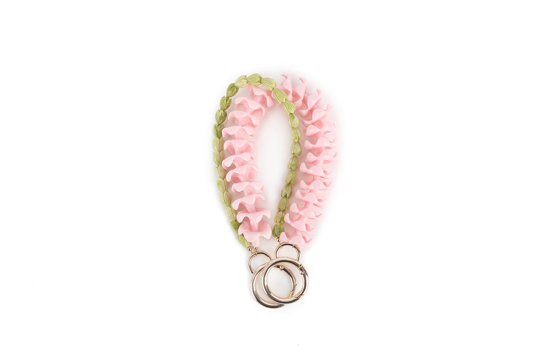 Lei Deco Charm 2 Strand Plumeria Pink Crownflower Green