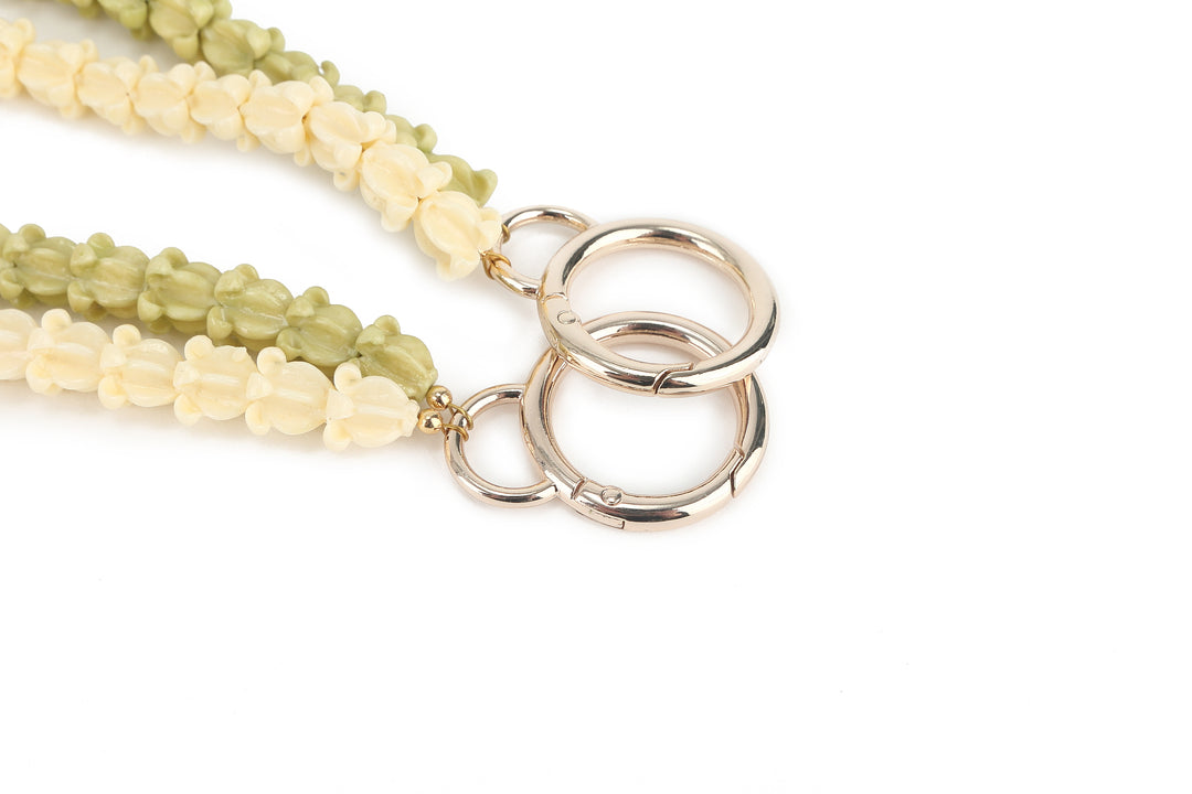 Lei Deco Charm 2 Strand Crownflower Green &amp; White