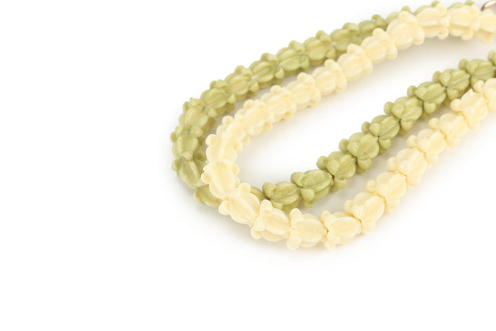Lei Deco Charm 2 Strand Crownflower Green &amp; White