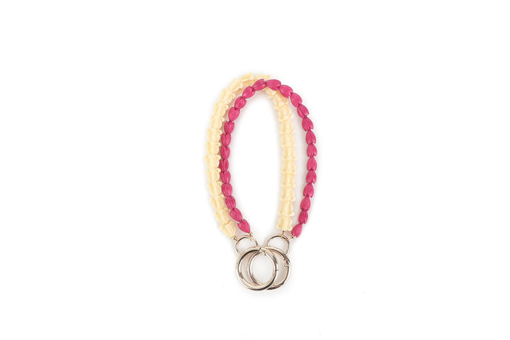 Lei Deco Charm 2 Strand Pikake Pink Crownflower White