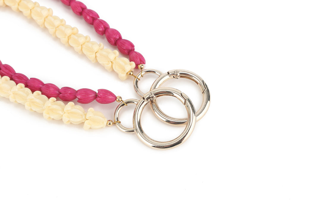 Lei Deco Charm 2 Strand Pikake Pink Crownflower White