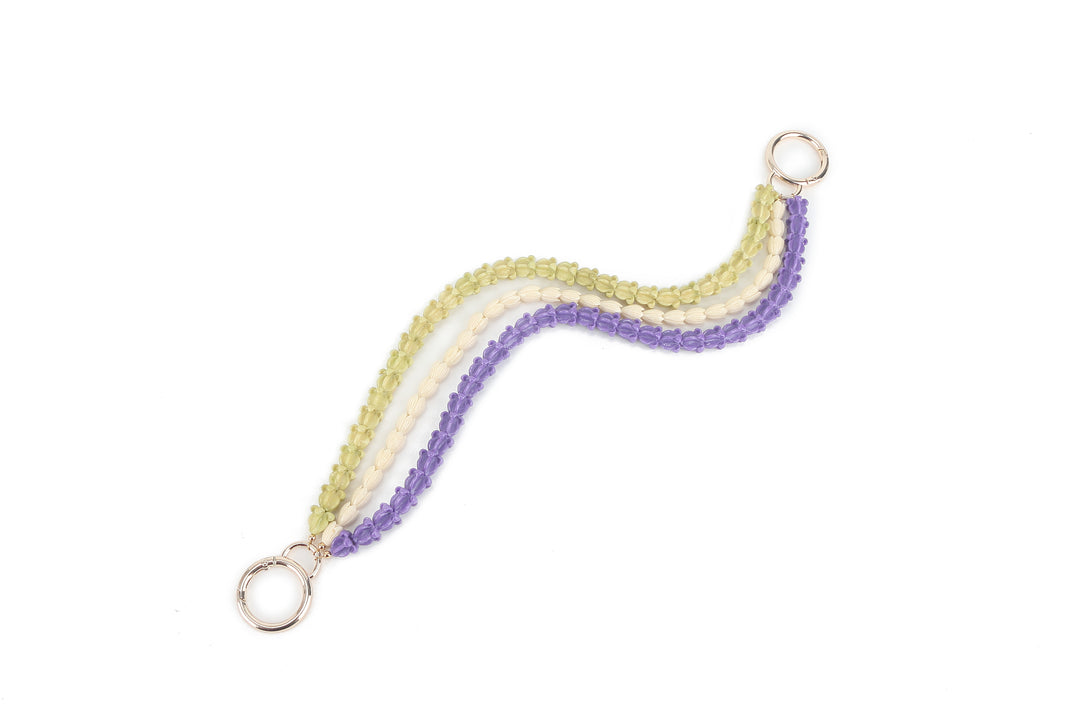 Lei Deco Charm 3 Strand Crownflower Purple &amp; Green Pikake White