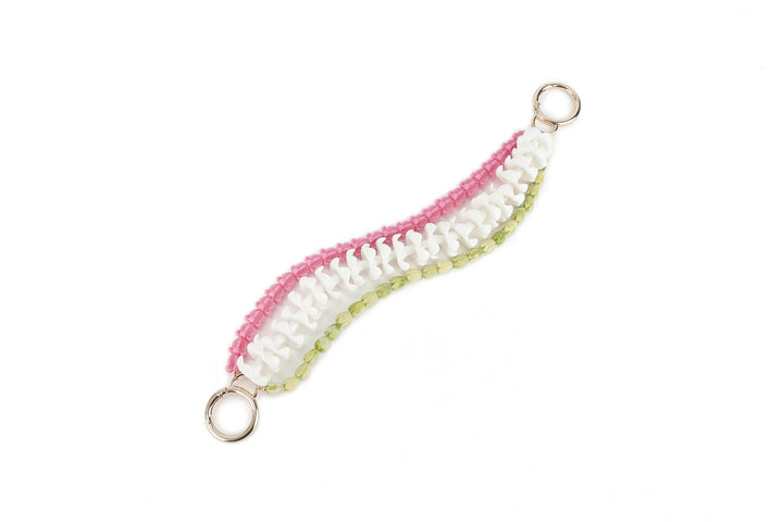 Lei Deco Charm 3 Strand Plumeria White Pikake Green Crownflower Pink