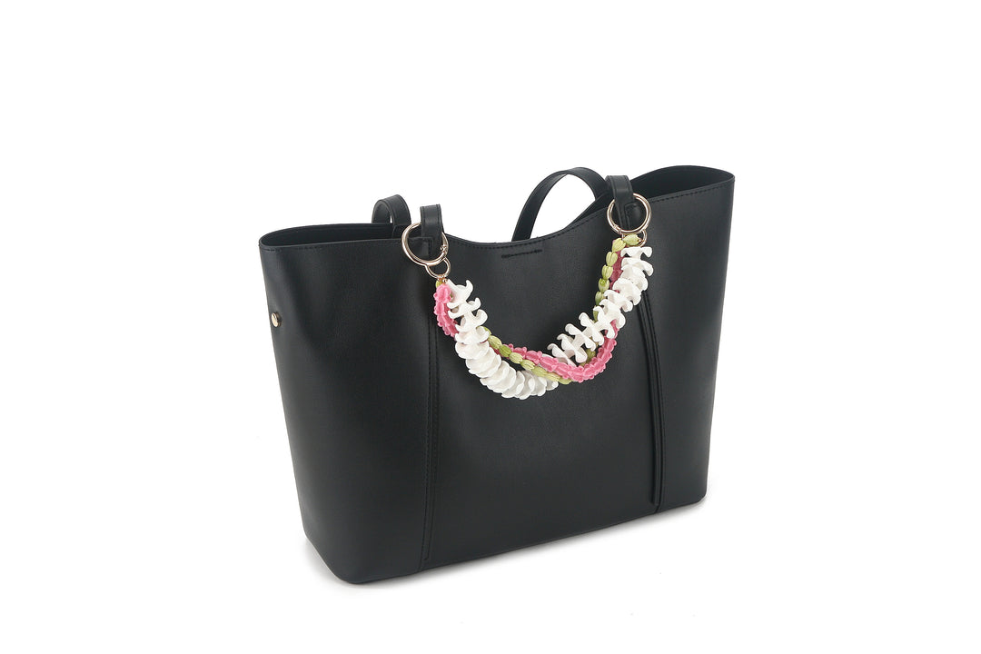 Lei Deco Charm 3 Strand Plumeria White Pikake Green Crownflower Pink