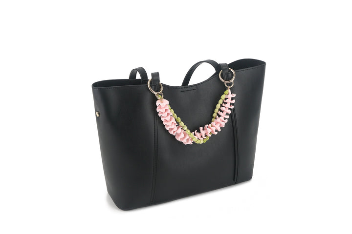 Lei Deco Charm 2 Strand Plumeria Pink Crownflower Green