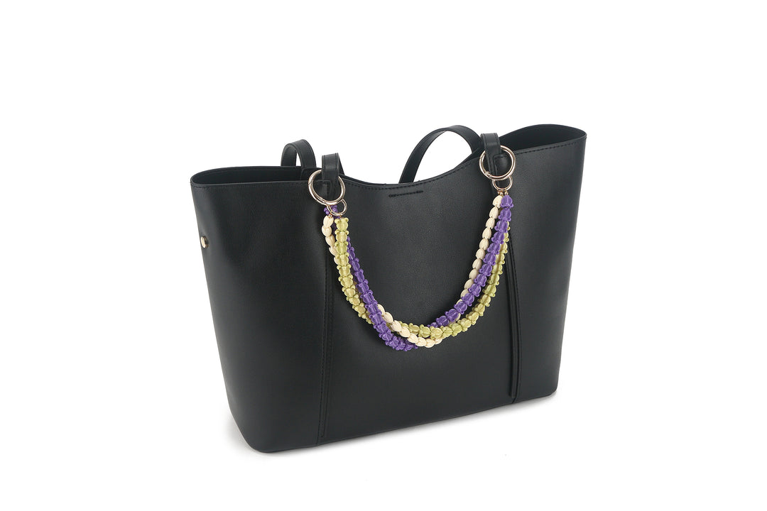 Lei Deco Charm 3 Strand Crownflower Purple &amp; Green Pikake White