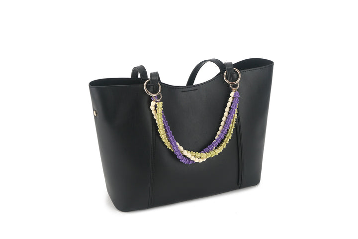 Lei Deco Charm 3 Strand Crownflower Purple &amp; Green Pikake White