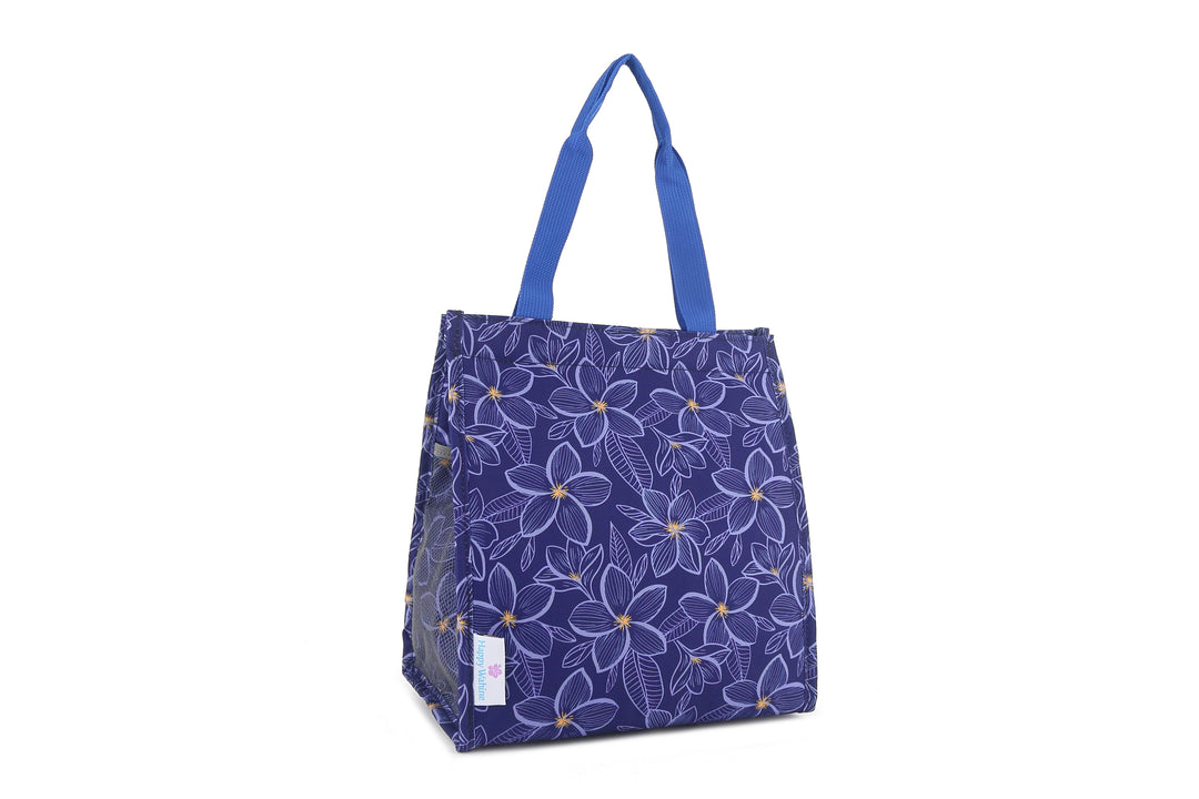 Lunch Tote Insulated Small Plumeria Blue