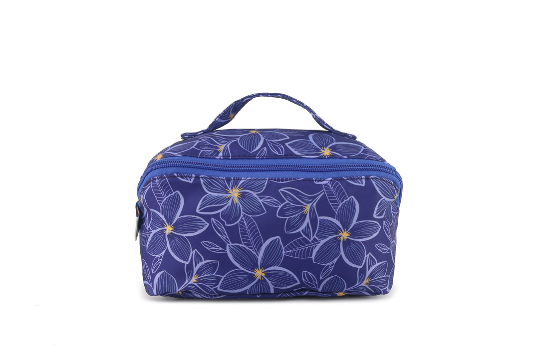 Travel Cosmetic Pouch Plumeria Blue