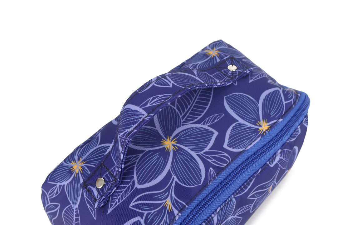 Travel Cosmetic Pouch Plumeria Blue