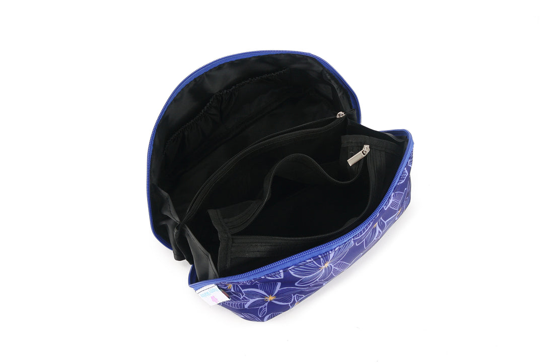 Travel Cosmetic Pouch Plumeria Blue