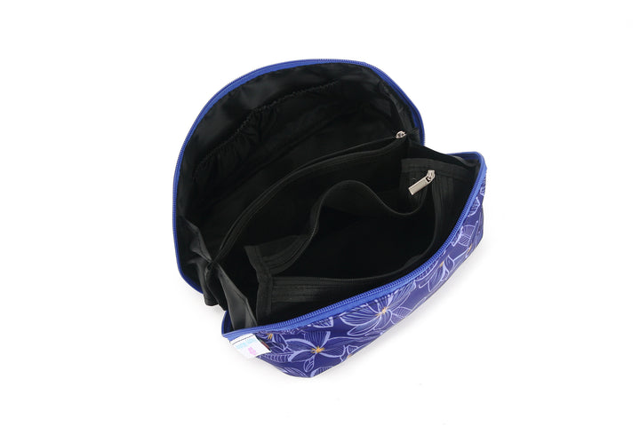 Travel Cosmetic Pouch Plumeria Blue