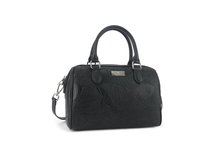 Satchel Michelle Anthurium Embossed Black