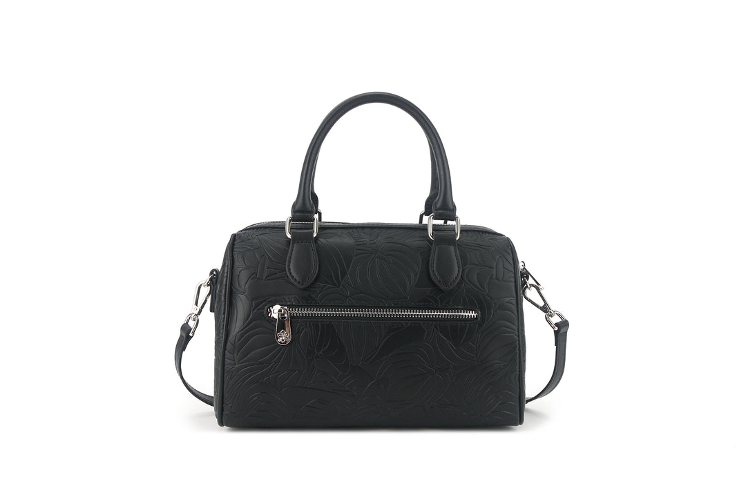 Satchel Michelle Anthurium Embossed Black