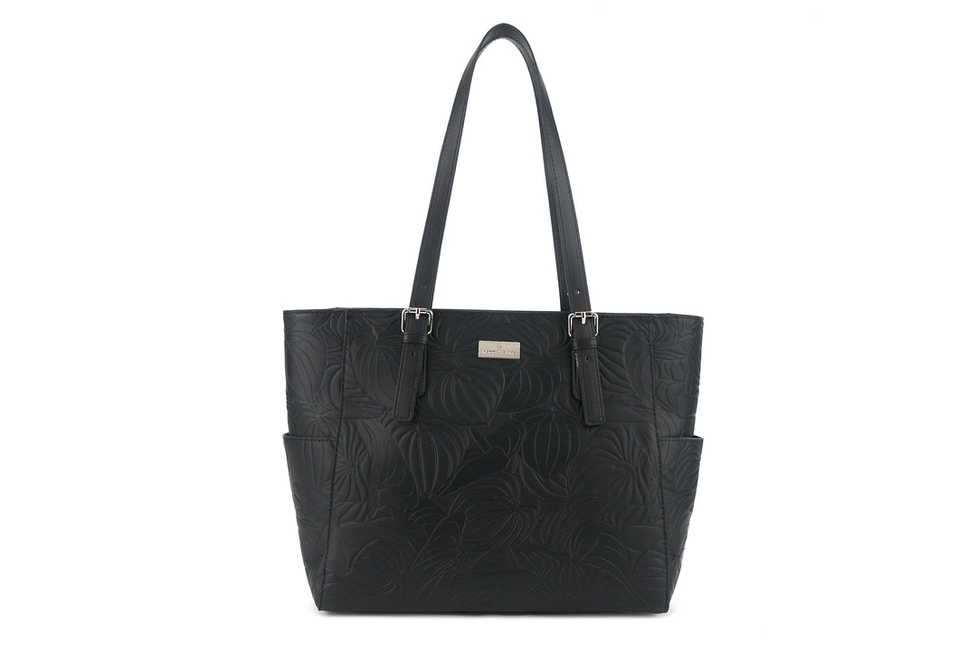 Tote Elizabeth Anthurium Embossed Black