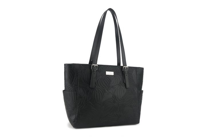 Tote Elizabeth Anthurium Embossed Black