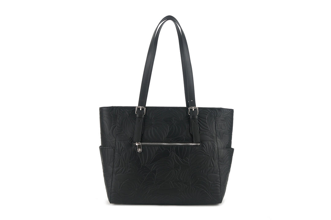 Tote Elizabeth Anthurium Embossed Black