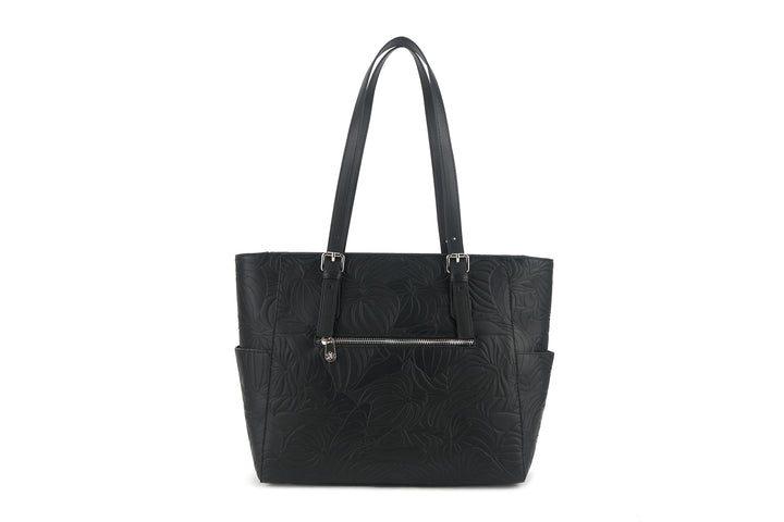 Tote Elizabeth Anthurium Embossed Black